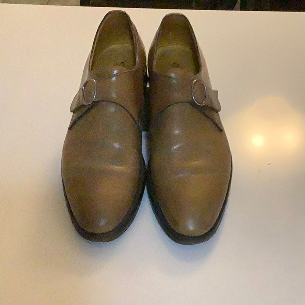 Men's Brown Leather Monk Strap Shoes Canali size 44